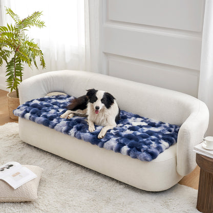 Cozy Kiss Fluffy Soft Bubble Faux Fur Couch Cover plush sofa protector for dogs and cats #color_Tie-Dye Blue