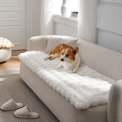 Cozy Kiss Fluffy Soft Bubble Faux Fur Couch Cover plush sofa protector for dogs and cats #color_Cream