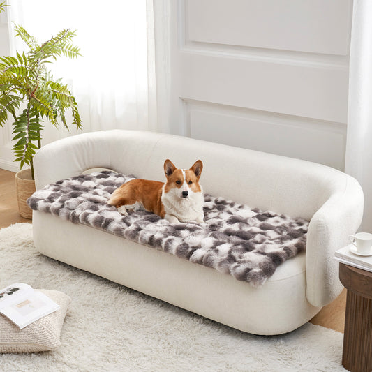Cozy Kiss Fluffy Soft Bubble Faux Fur Couch Cover plush sofa protector for dogs and cats #color_Tie-Dye Grey