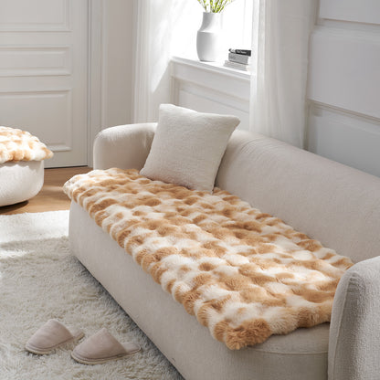Cozy Kiss Fluffy Soft Bubble Faux Fur Couch Cover decorative faux fur sofa mat for home furniture #color_Tie-Dye Brown