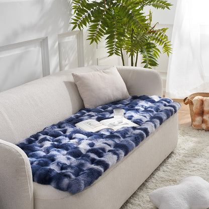 Cozy Kiss Fluffy Soft Bubble Faux Fur Couch Cover decorative faux fur sofa mat for home furniture #color_Tie-Dye Blue