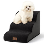 Front studio view of Cozy Kiss 3-Step Joint-Friendly Curved Pet Stairs featuring curved foam design and textured fabric cover 