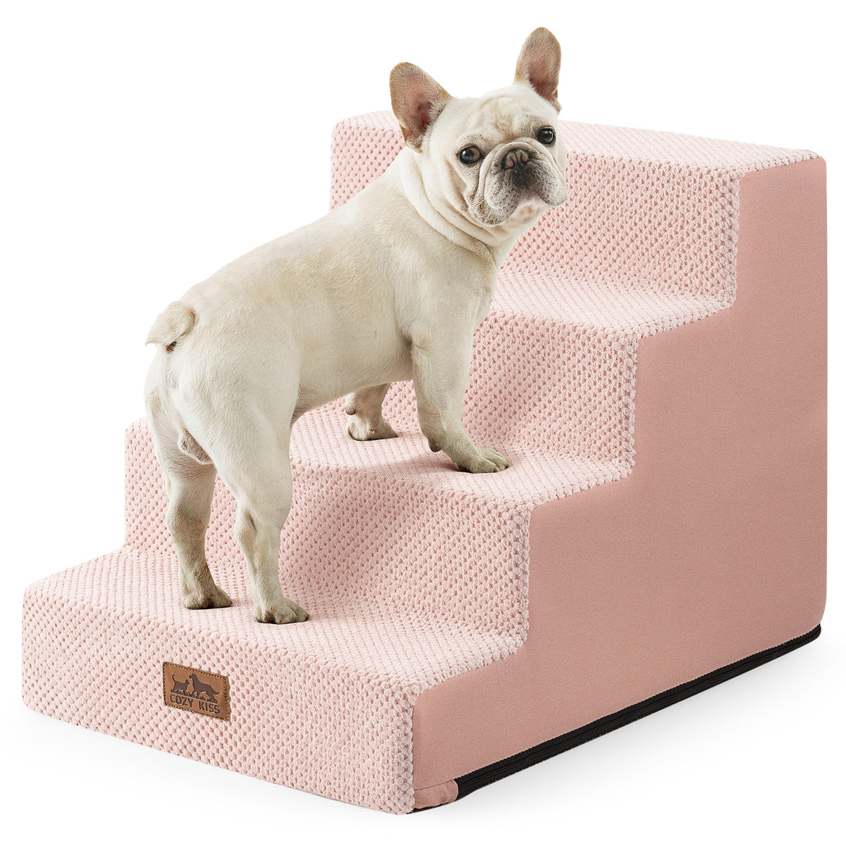 Cozy Kiss 4-Step Non-Slip Right-Angle Pet Stairs helping pets reach sofas safely 
