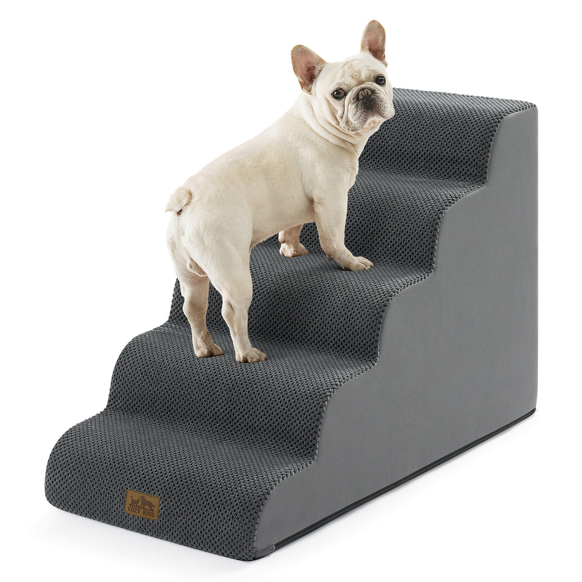 Cozy Kiss 5-Step Extra Wide Curved Pet Stairs for safe pet access 