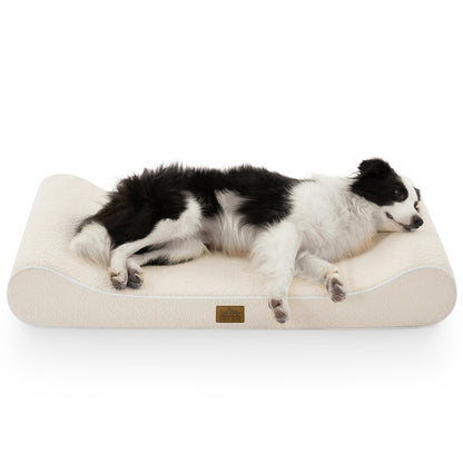 Cozy Kiss All Seasons Boat-Shaped Scratch-Resistant Dog Bed durable orthopedic pet mattress with curved bolster design #color_Beige