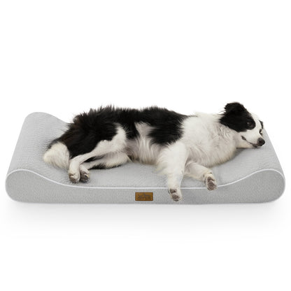 Cozy Kiss All Seasons Boat-Shaped Scratch-Resistant Dog Bed durable orthopedic pet mattress with curved bolster design #color_Light Grey