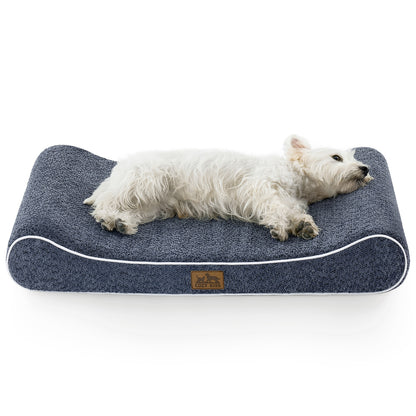 Cozy Kiss All Seasons Boat-Shaped Scratch-Resistant Dog Bed durable orthopedic pet mattress with curved bolster design #color_Navy