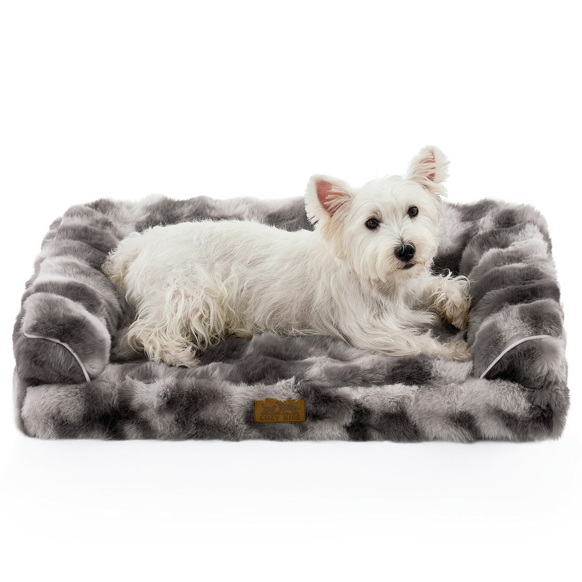 Cozy Kiss Fluffy Soft Bubble Faux Fur U-Shaped Dog Bed for dogs and cats 