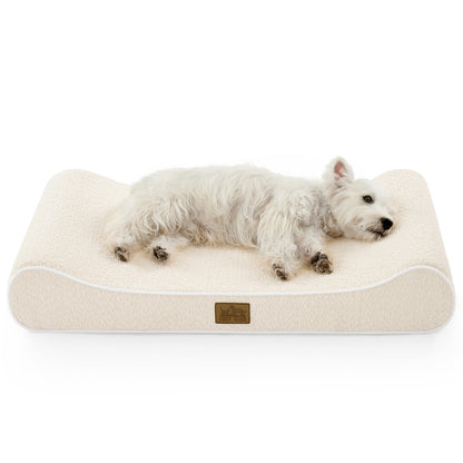 Cozy Kiss All Seasons Boat-Shaped Scratch-Resistant Dog Bed durable orthopedic pet mattress with curved bolster design #color_Beige