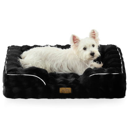 Cozy Kiss Fluffy Soft Bubble Faux Fur C-Shaped Dog Bed for dogs and cats #color_Black