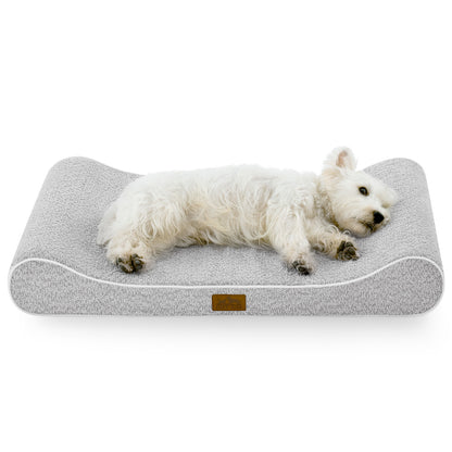 Cozy Kiss All Seasons Boat-Shaped Scratch-Resistant Dog Bed durable orthopedic pet mattress with curved bolster design #color_Light Grey