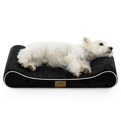Cozy Kiss All Seasons Boat-Shaped Scratch-Resistant Dog Bed durable orthopedic pet mattress with curved bolster design #color_Black
