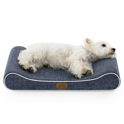 Cozy Kiss All Seasons Boat-Shaped Scratch-Resistant Dog Bed durable orthopedic pet mattress with curved bolster design #color_Navy
