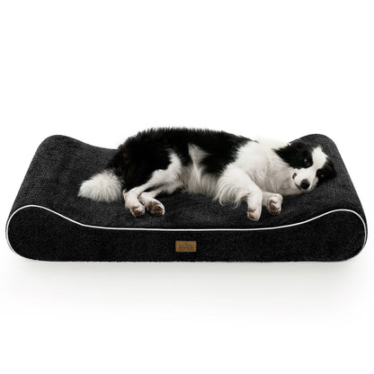 Cozy Kiss All Seasons Boat-Shaped Scratch-Resistant Dog Bed durable orthopedic pet mattress with curved bolster design #color_Black