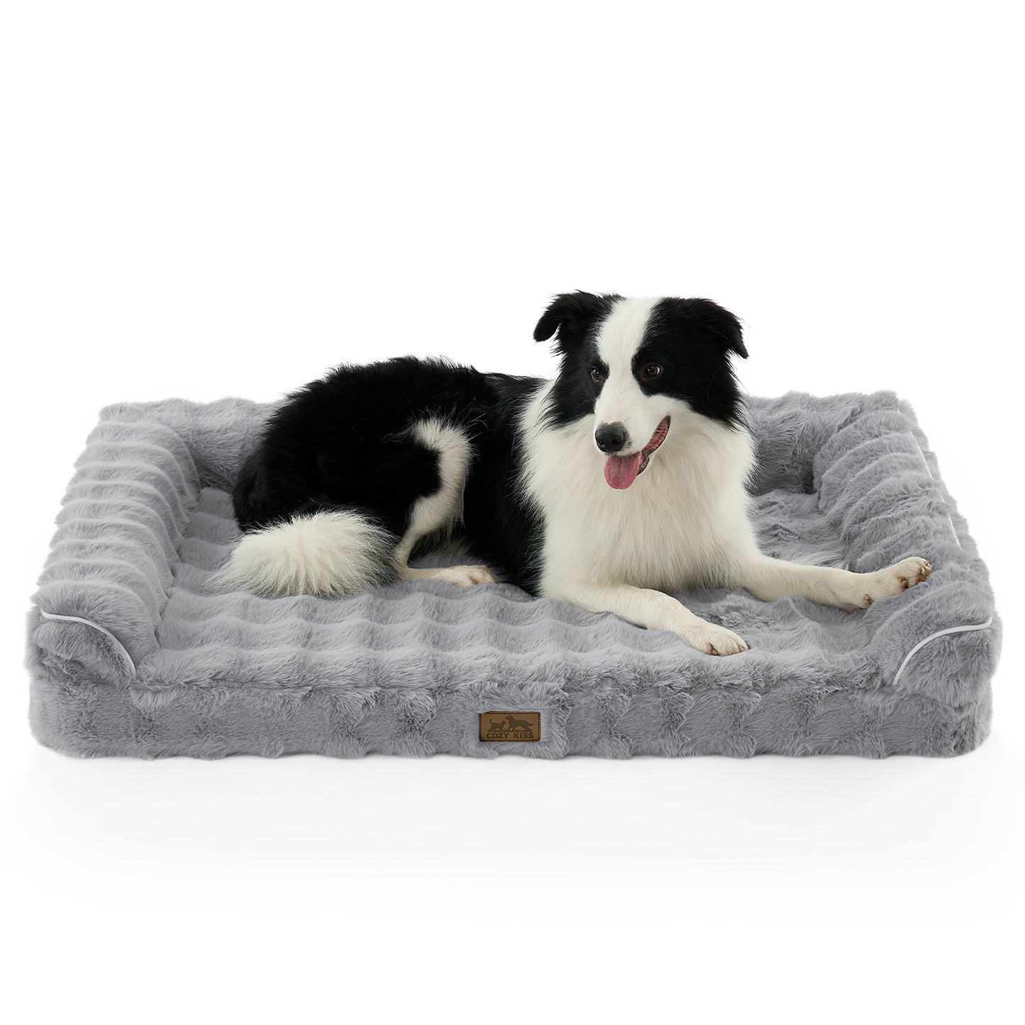 Cozy Kiss Fluffy Soft Bubble Faux Fur U-Shaped Dog Bed for dogs and cats #color_Grey