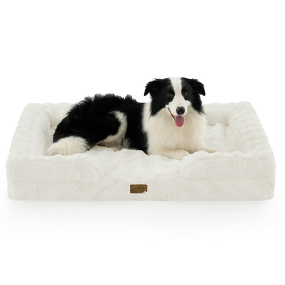 Cozy Kiss Fluffy Soft Bubble Faux Fur C-Shaped Dog Bed for dogs and cats #color_Ivory