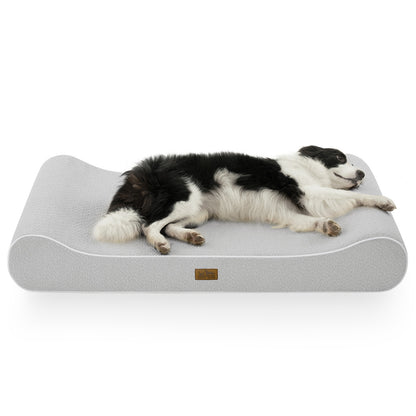 Cozy Kiss All Seasons Boat-Shaped Scratch-Resistant Dog Bed durable orthopedic pet mattress with curved bolster design #color_Light Grey