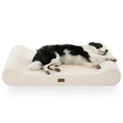 Cozy Kiss All Seasons Boat-Shaped Scratch-Resistant Dog Bed durable orthopedic pet mattress with curved bolster design #color_Beige