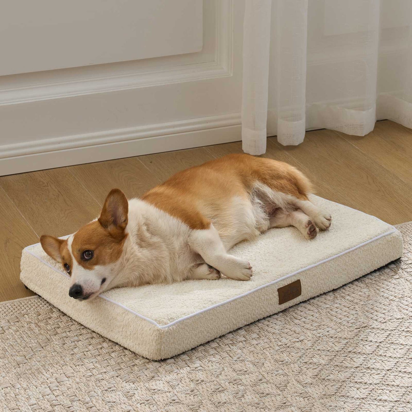 Cozy Kiss All Seasons Scratch-Resistant Crate Mat orthopedic foam dog bed for indoor comfort #color_Beige