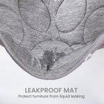 Leakproof mat with water being poured onto it on a white background.