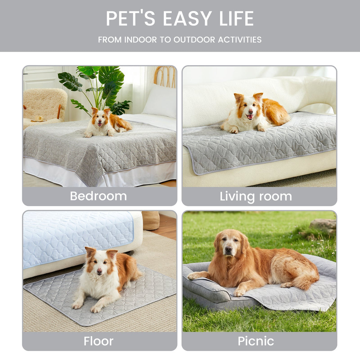 Cozy Kiss cooling blanket for dogs and cats, perfect for bedroom, living room, floor or picnic outdoor