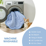 Machine washable cooling pet mat placed in washing machine for easy cleaning and maintenance