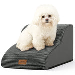 Front studio view of Cozy Kiss 2-Step Joint-Friendly Curved Pet Stairs featuring curved foam design and textured fabric cover 