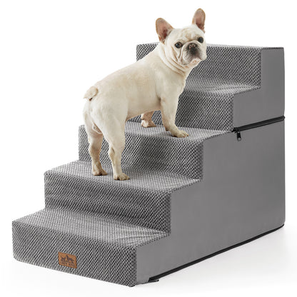 Cozy Kiss 5-Step Extra Wide Foldable Right-Angle Pet Stairs for safe pet access #color_Grey