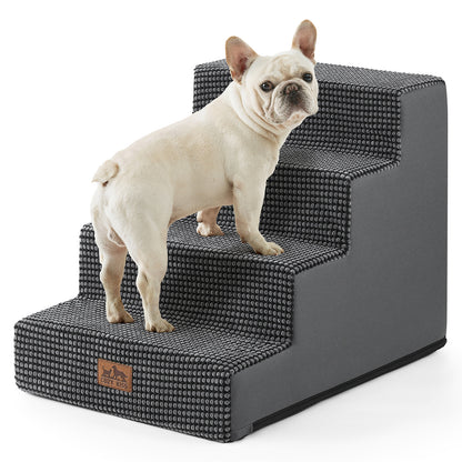 Cozy Kiss 4-Step Non-Slip Right-Angle Pet Stairs for easy access #color_Charcoal Grey