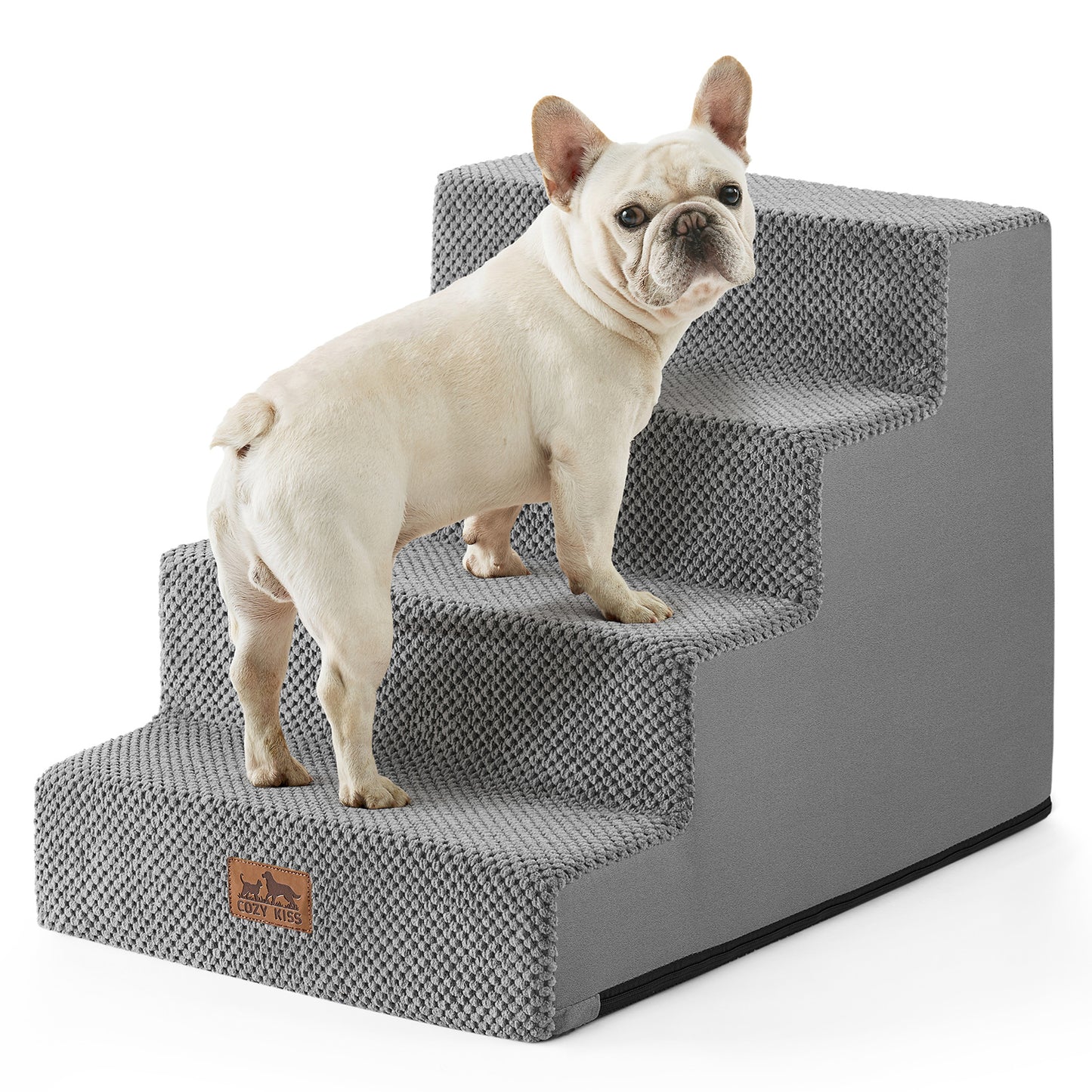 Cozy Kiss 4-Step Non-Slip Right-Angle Pet Stairs for easy access #color_Grey