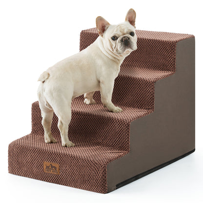 Cozy Kiss 4-Step Non-Slip Right-Angle Pet Stairs for easy access #color_Brown