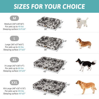 Cozy Kiss Fluffy Soft Bubble Faux Fur U-Shaped Dog Bed size guide for medium large and extra large dogs #color_Tie-dye Grey