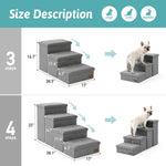 3-step and 4-step Cozy Kiss storage pet stairs size comparison chart 