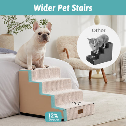 Cozy Kiss 4-Step Extra Wide Right-Angle Pet Stairs with 12% wider step design #color_Beige