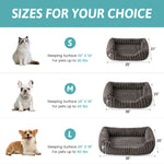 Cozy Kiss Striped Faux C-Shaped Washable Dog Bed size guide for cats puppies small and medium dogs 