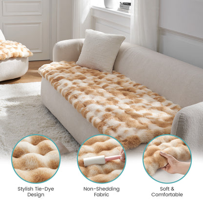 Cozy Kiss Fluffy Soft Bubble Faux Fur Couch Cover plush faux fur pet blanket for sofa #color_Tie-dye Brown