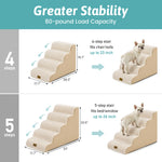 Cozy Kiss 4-Step Extra Wide Curved Pet Stairs with greater stability and 80-pound load capacity 