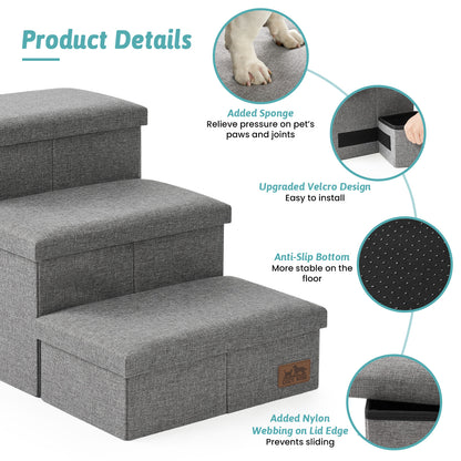 Cozy Kiss storage stairs with anti-slip base and joint-supporting sponge padding #color_Grey