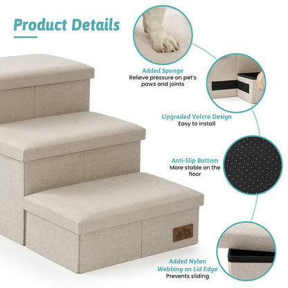 Cozy Kiss storage stairs with anti-slip base and joint-supporting sponge padding #color_Beige