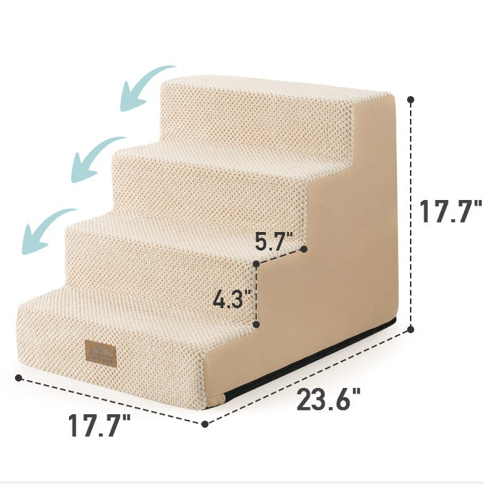 Cozy Kiss 4-Step Extra Wide Right-Angle Pet Stairs size chart 
