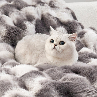 Cozy Kiss Fluffy Soft Bubble Faux Fur Couch Cover plush faux fur pet blanket for sofa #color_Tie-Dye Grey