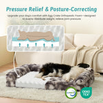 Cozy Kiss Fluffy Soft Bubble Faux Fur U-Shaped Dog Bed orthopedic egg crate foam joint relief support 