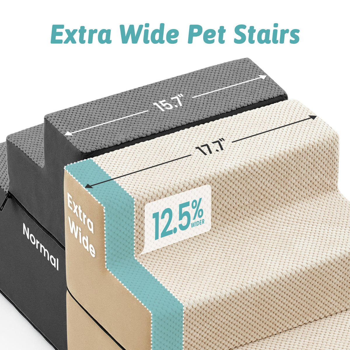 Cozy Kiss 4-Step Extra Wide Foldable Right-Angle Pet Stairs with 12.5% wider step design 