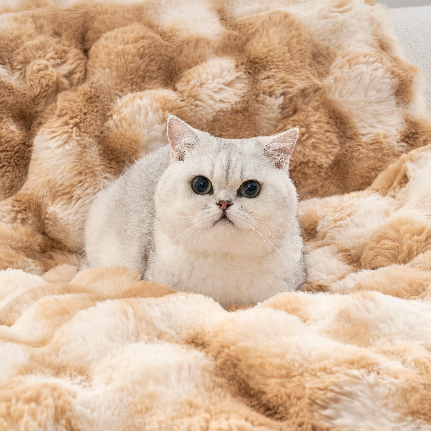 Cozy Kiss Fluffy Soft Bubble Faux Fur Couch Cover plush faux fur pet blanket for sofa #color_Tie-dye Brown