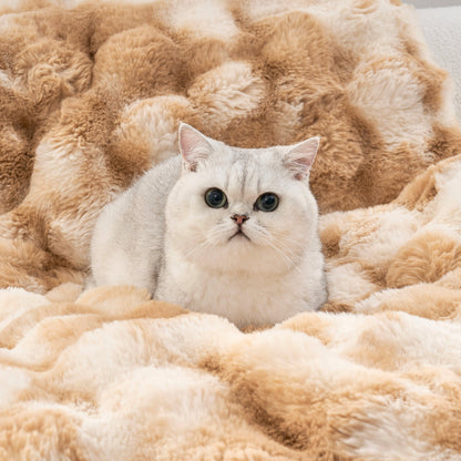 Cozy Kiss Fluffy Soft Bubble Faux Fur Couch Cover plush faux fur pet blanket for sofa #color_Tie-dye Brown