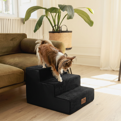 Cozy Kiss 3-Step Non-Slip Right-Angle Pet Stairs for small dogs  #color_Black