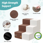 Cozy Kiss 3-Step Convertible 2-in-1 Pet Stairs with Ramp Mode featuring high-density foam support 