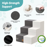 Cozy Kiss 3-Step Convertible 2-in-1 Pet Stairs with Ramp Mode featuring high-density foam support 