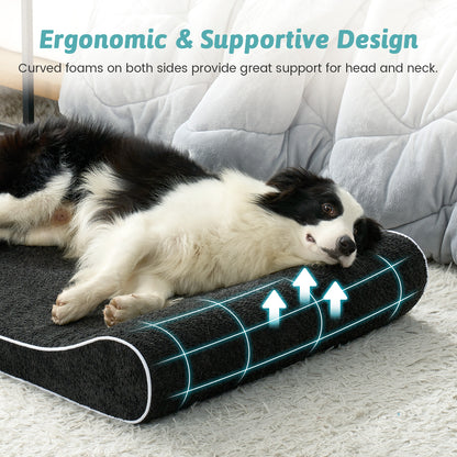 Cozy Kiss All Seasons Boat-Shaped Scratch-Resistant Dog Bed ergonomic curved side bolsters for head and neck support #color_Black