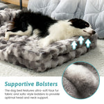 Cozy Kiss Fluffy Soft Bubble Faux Fur C-Shaped Dog Bed calming orthopedic pet bed with supportive bolsters 